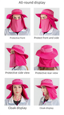 Dark Blue Outdoor Summer Sun Protection Hat with UV Protection Breathable Wide Brim Fisherman Cap for Hiking Cycling Fishing