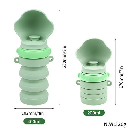 Green Portable Collapsible Pet Water Bottle for Dogs Outdoor Travel Drinking Dispenser Silicone Pet Water Cup