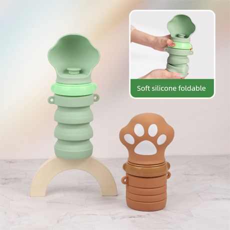 Pink Portable Collapsible Pet Water Bottle for Dogs Outdoor Travel Drinking Dispenser Silicone Pet Water Cup