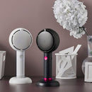 Black 2-in-1 Handheld Fan with LED Makeup Mirror - Portable USB Rechargeable Beauty Light Fan with Desktop Base - 3 Speed Quiet Airflow for Travel & Summer