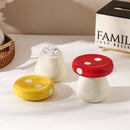 Red Stylish Mushroom Ceramic Toothpick Holder and Cotton Swab Jar for Home Kitchen Table Decor(Excluding cotton swabs, dental floss, etc.)