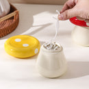 Red Stylish Mushroom Ceramic Toothpick Holder and Cotton Swab Jar for Home Kitchen Table Decor(Excluding cotton swabs, dental floss, etc.)