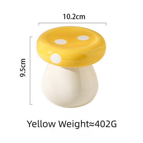 Yellow Stylish Mushroom Ceramic Toothpick Holder and Cotton Swab Jar for Home Kitchen Table Decor(Excluding cotton swabs, dental floss, etc.)