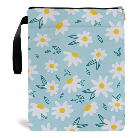Blue Floral pattern book cover with zippered pocket - Lightweight polyester book cover, suitable for books and tablets(FBS001)