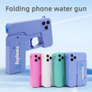 2 Pcs Blue Mini Foldable Phone Water Gun - Portable Dual-Nozzle Spray Toy for Summer Fun and Stress Relief