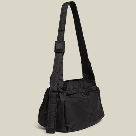 Black Large Capacity Nylon Tote Bag - Water Resistant Casual Shoulder Bag for Daily Use and Outdoor Activities