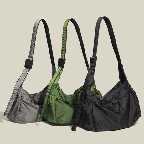 Green Large Capacity Nylon Tote Bag - Water Resistant Casual Shoulder Bag for Daily Use and Outdoor Activities
