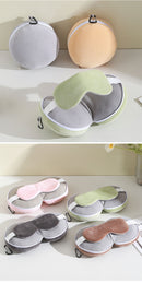 Pink and Grey 3-in-1 Foldable Sleep Eye Mask with Neck Pillow - Compact Travel Pillow for Airplane, Office Naps and Restful Sleep