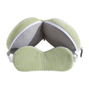 Brown and Grey 3-in-1 Foldable Sleep Eye Mask with Neck Pillow - Compact Travel Pillow for Airplane, Office Naps and Restful Sleep