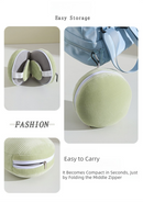 Brown and Grey 3-in-1 Foldable Sleep Eye Mask with Neck Pillow - Compact Travel Pillow for Airplane, Office Naps and Restful Sleep