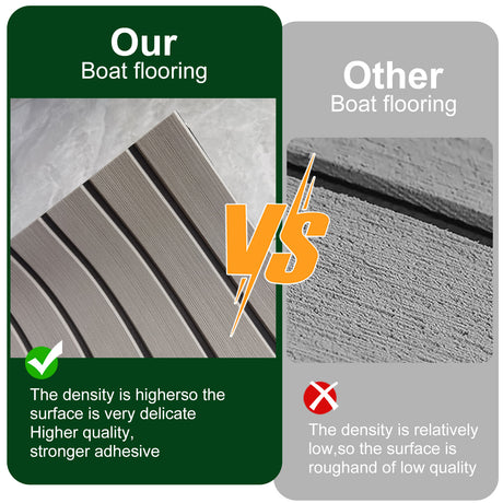Grey Striped EVA Boat Deck Mat - Waterproof Non-Slip Flooring for Yacht, Boat, and Outdoor Use(2400x450x6mm)