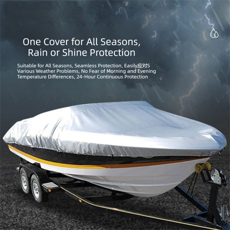 Black Heavy Duty Waterproof Tarp Covers with Storage Bag, Fits V-Hull, Fish&Ski, Pro-Style, Fishing, Runabout, Bass Boats, 17-19FT(600cm*310cm)