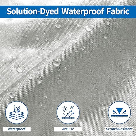 Grey Heavy Duty Waterproof Tarp Covers with Storage Bag, Fits V-Hull, Fish&Ski, Pro-Style, Fishing, Runabout, Bass Boats, 20-22FT(700cm*320cm)