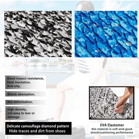 Snow Camouflage EVA Boat Deck Mat - Non-Slip, Waterproof Flooring for Yacht, Boat, and Outdoor Use(2400x300x5mm)