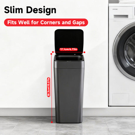 Black Smart Sensor Trash Can – Slim, Durable, and Hands-Free Waste Bin for Kitchen, Bathroom, or Living Room