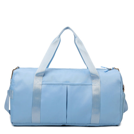Blue Large Capacity Travel Duffel Bag – Wet & Dry Separation, Shoe Compartment, and Luggage Sleeve for Gym, Yoga, and Short Trips