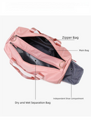 Blue Large Capacity Travel Duffel Bag – Wet & Dry Separation, Shoe Compartment, and Luggage Sleeve for Gym, Yoga, and Short Trips