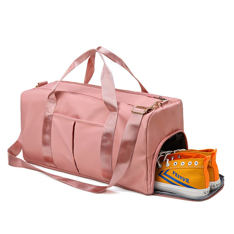 Grey Large Capacity Travel Duffel Bag – Wet & Dry Separation, Shoe Compartment, and Luggage Sleeve for Gym, Yoga, and Short Trips