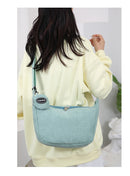 Green Minimalist Corduroy Crossbody Bag – Large Capacity Single Shoulder & Diagonal Sling Bag in Korean Style