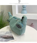 Green Minimalist Corduroy Crossbody Bag – Large Capacity Single Shoulder & Diagonal Sling Bag in Korean Style