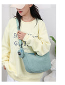 Green Minimalist Corduroy Crossbody Bag – Large Capacity Single Shoulder & Diagonal Sling Bag in Korean Style