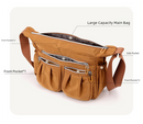 Black Multi-Pocket Lightweight Nylon Crossbody Bag – Stylish, Functional, and Spacious Shoulder Bag for Women