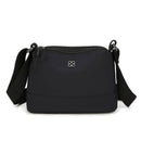 Black Lightweight Multi-Layer Crossbody Bag for Women – Compact, Water-Resistant Nylon Shoulder Bag with Adjustable Strap