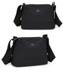 Black Lightweight Multi-Layer Crossbody Bag for Women – Compact, Water-Resistant Nylon Shoulder Bag with Adjustable Strap