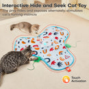 Green Interactive Cat Toys Rechargeable,Moving Concealed Feathers,Real Mouse Squeaky,Touch Activated Cat Kitten Toy Exercise Toys for Indoor Bored Adult Cats