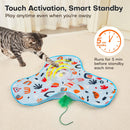 Pink Interactive Cat Toys Rechargeable,Moving Concealed Feathers,Real Mouse Squeaky,Touch Activated Cat Kitten Toy Exercise Toys for Indoor Bored Adult Cats