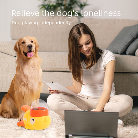 Yellow Interactive Duck-Shaped Automatic Pet Feeder – Smart Treat Dispenser for Cats & Dogs with 3 Adjustable Port Sizes