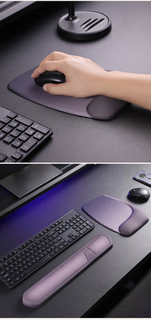 Red and Grey Comfortable Memory Foam Wrist Rest Set – Ergonomic Mouse Pad & Keyboard Hand Support for Office and Home Use