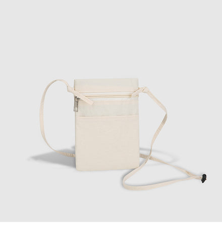 Beige Minimalist Lightweight Nylon Crossbody Phone Bag - Compact & Stylish for Women