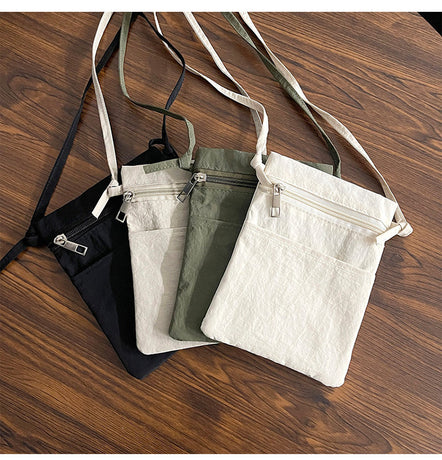 Black Minimalist Lightweight Nylon Crossbody Phone Bag - Compact & Stylish for Women