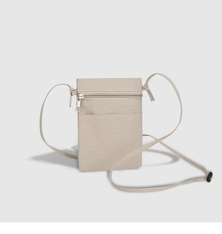 Dark Beige Minimalist Lightweight Nylon Crossbody Phone Bag - Compact & Stylish for Women