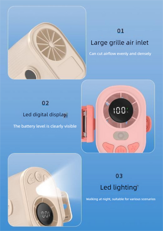 Red High-Speed Mini Clip Fan with 360° Rotation – Portable, Rechargeable & Multi-Functional Cooling Solution