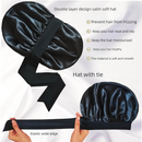 2 Pcs Black Double-Layer Satin Hair Cap with Ribbon Bow – Premium Silk-Like Beauty & Hair Protection Hat