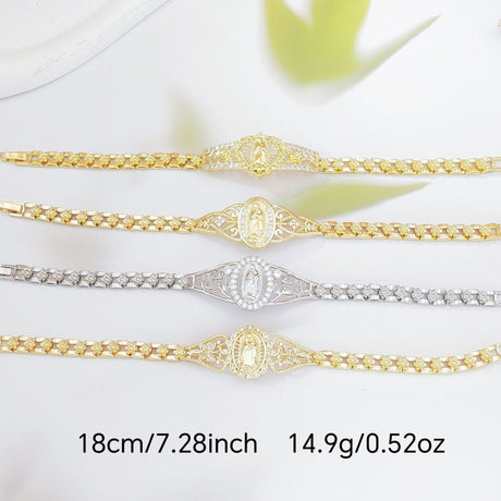 Elegant Hollow Floral Geometric Bracelet – Gold-Plated Copper Fashion Jewelry with Delicate Chain Design(R80）