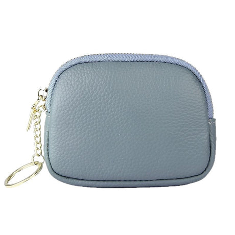 Blue Stylish Mini Zipper Wallet for Women – Compact PU Coin Purse with Key Ring & Card Storage (3-Pack)