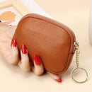 Brown Stylish Mini Zipper Wallet for Women – Compact PU Coin Purse with Key Ring & Card Storage (3-Pack)