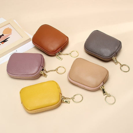 Claret Stylish Mini Zipper Wallet for Women – Compact PU Coin Purse with Key Ring & Card Storage (3-Pack)