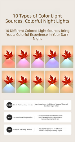 2 Pcs Maple Leaf Smart LED Night Light – Battery-Powered Motion Sensor with Remote Control & Color Changing