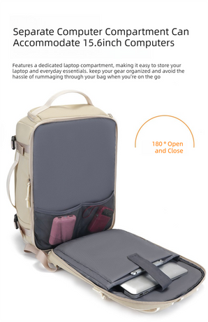 Black Stylish & Spacious Backpack – Lightweight, Expandable Travel & Daily Use Rucksack (31×20×43cm)