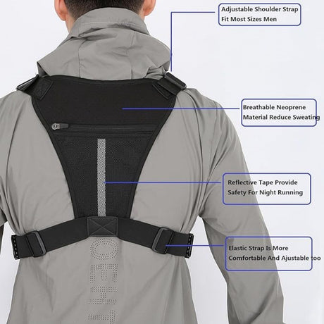 Black Outdoor Tactical Chest Pack – Lightweight Running & Hiking Vest for Men (27×17×5cm)