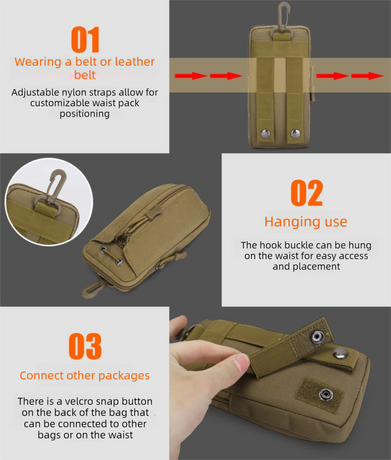 Green Multi-Functional Outdoor Water Bottle & Phone Pouch – Tactical Zippered Waist Pack for Travel, Hiking, and Daily Use