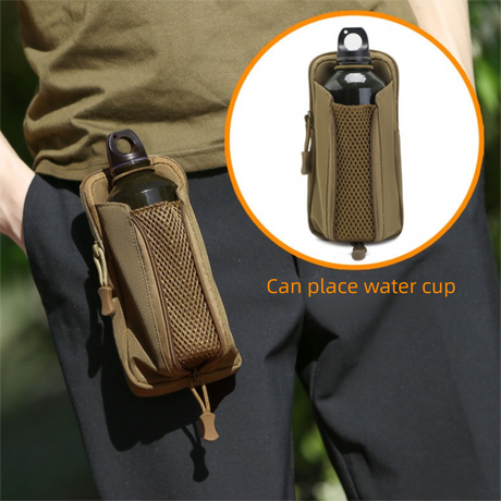 Green Multi-Functional Outdoor Water Bottle & Phone Pouch – Tactical Zippered Waist Pack for Travel, Hiking, and Daily Use