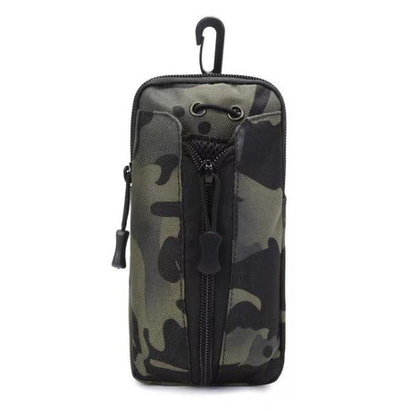 Dark Green camouflage Multi-Functional Outdoor Water Bottle & Phone Pouch – Tactical Zippered Waist Pack for Travel, Hiking, and Daily Use