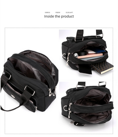 Black Large Capacity Single Shoulder Bag – Waterproof Nylon Tote with Adjustable Strap, Multi-Functional Design for Everyday Use