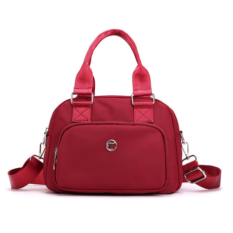 Red Large Capacity Single Shoulder Bag – Waterproof Nylon Tote with Adjustable Strap, Multi-Functional Design for Everyday Use