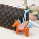 Beige PU Leather Pegasus Keychain – Cute Flying Horse Pendant with Wings and Rope, 3-Pack